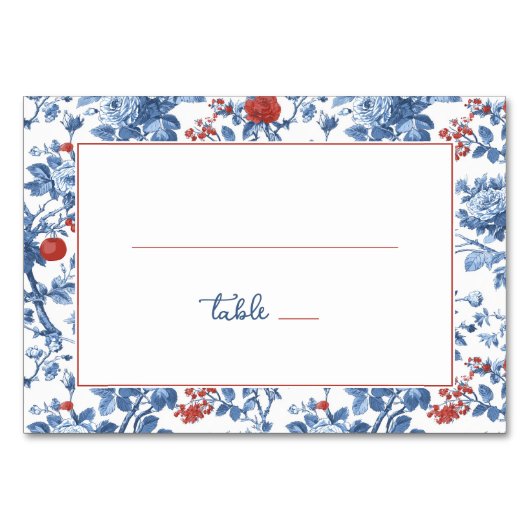 Elegante Blauwe Bloemrand Kaart (Voorkant)