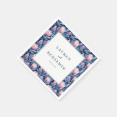 Elegante Blauwe Bloemrand Servet (Hoek)
