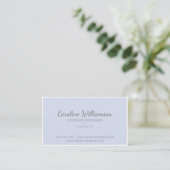 Elegante Blauwe Bloemrijke Chic Script Interieur O Visitekaartje (Staand voorkant)