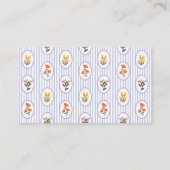 Elegante Blauwe Bloemrijke Chic Script Interieur O Visitekaartje (Achterkant)
