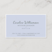 Elegante Blauwe Bloemrijke Chic Script Interieur O Visitekaartje (Voorkant)