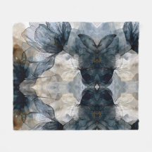 Elegante Blauwe Bloemschilderkunst in Waterverftec
