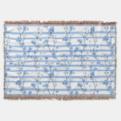 Elegante Blauwe Bloesem Gestreepte Ontwerp Deken (Voorkant)