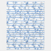 Elegante Blauwe Bloesem Gestreepte Ontwerp Fleece Deken (Voorkant)