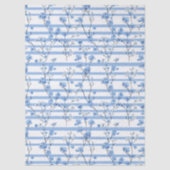 Elegante Blauwe Bloesem Gestreepte Ontwerp Tissuepapier (Voorkant)