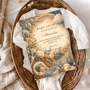 Elegante Blauwe Boho Baby Shower Kaart