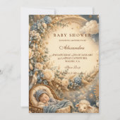 Elegante Blauwe Boho Baby Shower Kaart (Voorkant)