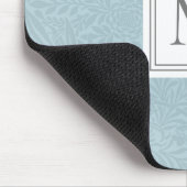 Elegante Blauwe Boho Botanische Patroon Monogram Muismat (Hoek)