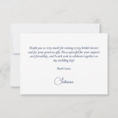 Elegante Blauwe Boho Chic Rozen Bruiloft Feestje Bedankkaart (Achterkant)