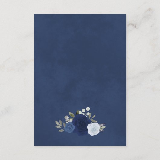 Elegante Blauwe Boho Rozen Trouwdetails QR-code Informatiekaartje (Achterkant)