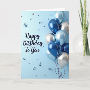 Elegante Blauwe Bollen Verjaardagskaart Kaart