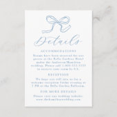 Elegante blauwe boog bruiloft details informatiekaartje (Voorkant)