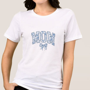 Elegante blauwe boog Chinoiserie Mom Tri-Blend Shirt