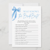 Elegante blauwe boog die de bruid beste spel kent kaart (Voorkant)