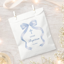 Elegante blauwe boog doop bedankzakje