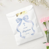 Elegante blauwe boog doop bedankzakje (Gezegeld)