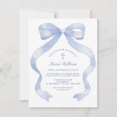 Elegante blauwe boog doop kaart (Voorkant)