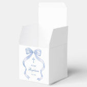 Elegante blauwe boog doop kubus bedankdoosjes (Geopend)