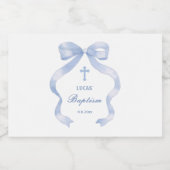 Elegante blauwe boog doop sparkling wijnetiket (Enkel label)