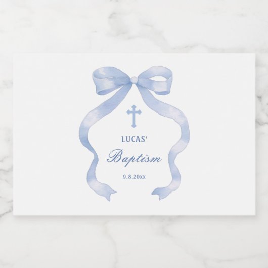 Elegante blauwe boog doop sparkling wijnetiket (Enkel label)