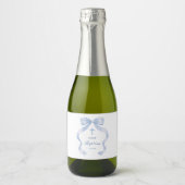 Elegante blauwe boog doop sparkling wijnetiket (Voorkant)