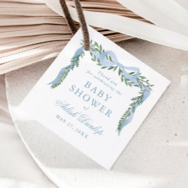 Elegante Blauwe Boog met het Baby shower van de Gr Bedankjes Labels