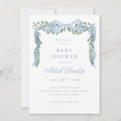 Elegante Blauwe Boog met het Baby shower van de Gr Kaart (Voorkant)