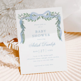 Elegante Blauwe Boog met het Baby shower van de Gr Kaart