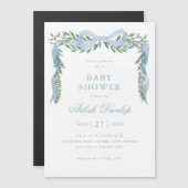 Elegante Blauwe Boog met het Baby shower van de Gr Magnetische Uitnodiging (Voorkant / Achterkant)
