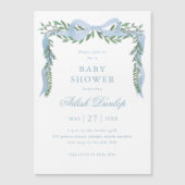 Elegante Blauwe Boog met het Baby shower van de Gr Magnetische Uitnodiging (Voorkant)
