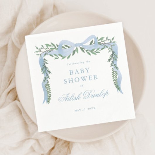 Elegante Blauwe Boog met het Baby shower van de Gr Servet