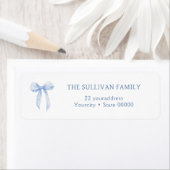 Elegante blauwe boog retour adres label (Insitu)