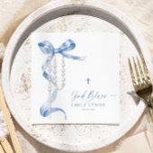 Elegante blauwe boog & rozenkransdoop servet