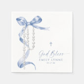 Elegante blauwe boog & rozenkransdoop servet (Voorkant)