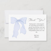 Elegante blauwe boog verjaardag bedankkaart (Voorkant)