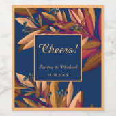 Elegante blauwe bosbessen bruiloft wijn label etiket (Enkel label)