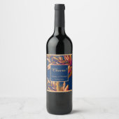 Elegante blauwe bosbessen bruiloft wijn label etiket (Voorkant)