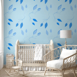 Elegante Blauwe Botanische Afneembare Muurdecorati Behang
