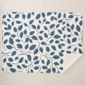 Elegante Blauwe Botanische Bladeren Sherpa Deken (Voorkant (horizontaal))