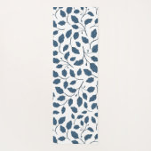 Elegante blauwe botanische bladeren Yoga Mat (Achterkant)