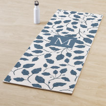 Elegante blauwe botanische bladeren Yoga Mat
