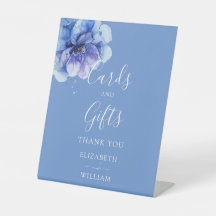 Elegante Blauwe Botanische Bloemen Kaarten en Gesc