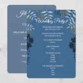 Elegante blauwe botanische ceremonieprogramma kaar kaart (Voorkant / Achterkant)