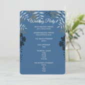 Elegante blauwe botanische ceremonieprogramma kaar kaart (Staand voorkant)