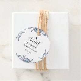 Elegante Blauwe Botanische Dank Feest  Bedankjes Labels