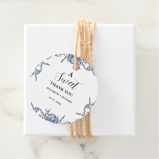 Elegante Blauwe Botanische Dankfeest Uitnodiging  Bedankjes Labels (In situ)