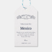 Elegante Blauwe botanische kam monogram bruiloft Cadeaulabel (Voorkant)