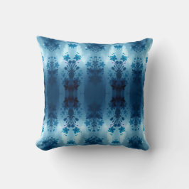 Elegante blauwe botanische patroonworp kussen