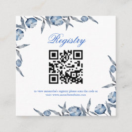 Elegante blauwe bruids-shower of baby shower cadea informatiekaartje