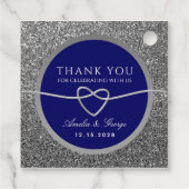 Elegante blauwe bruiloft dank u bedankjes labels (Achterkant)